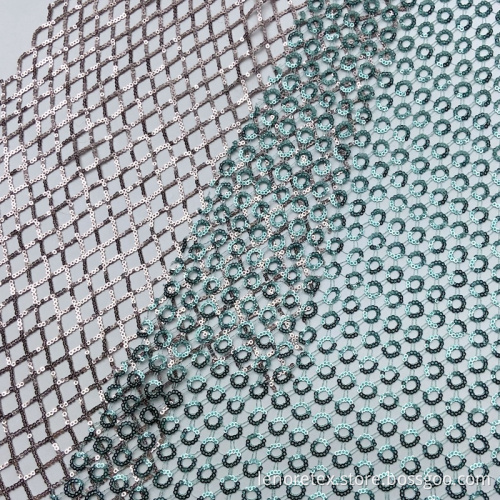 Polyester 125CM Geometric Pattern Knitted Sequin Fabric